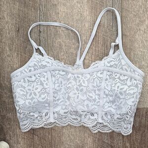 Aerie Light Blue Floral Lace Bralette